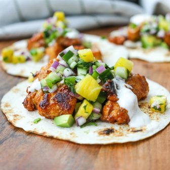 Crispy BBQ Chicken Tacos with Pineapple Salsa – Healthyish Foods