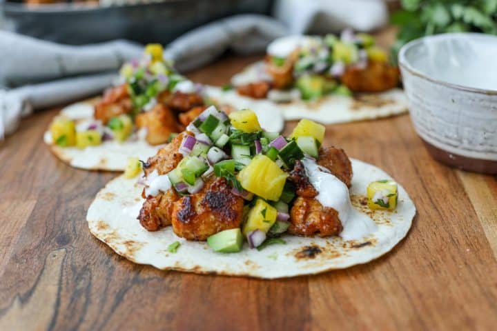 Crispy BBQ Chicken Tacos with Pineapple Salsa – Healthyish Foods