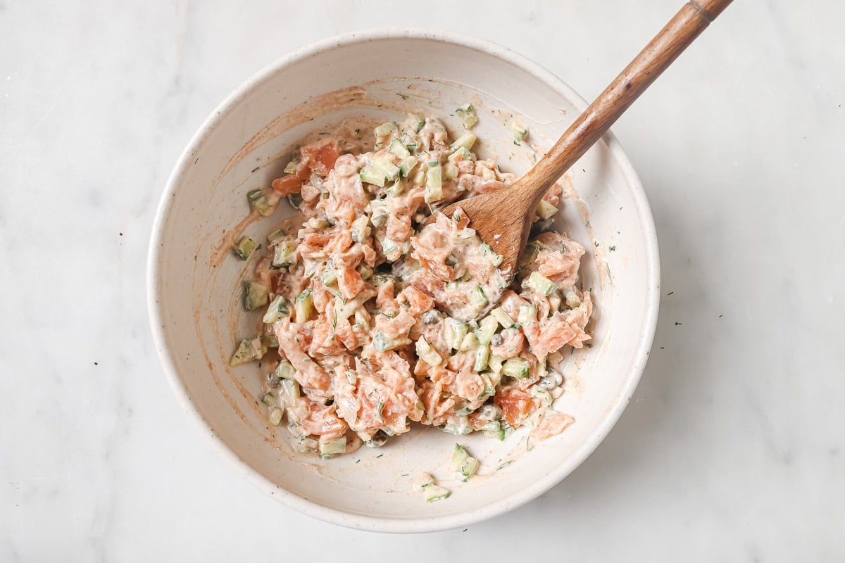 combined smoked salmon salad. 