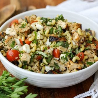 Grilled Chicken Caprese Macaroni Salad – Healthyish Foods