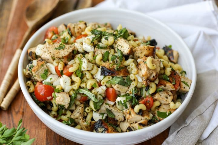 Grilled Chicken Caprese Macaroni Salad – Healthyish Foods