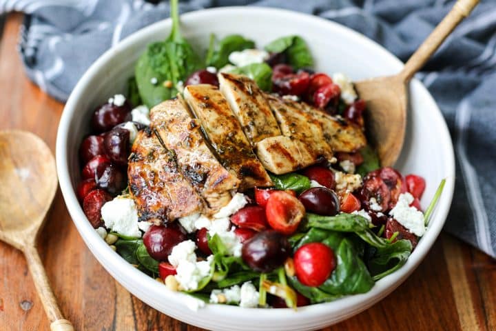 Grilled Balsamic Chicken with Toasted Pine Nut and Cherry Salad – Healthyish Foods