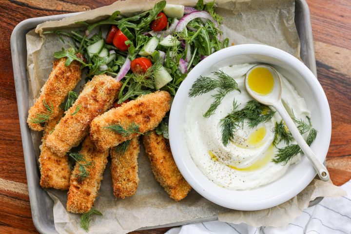Air Fryer Salmon Fish Sticks with Whipped Feta – Healthyish Foods