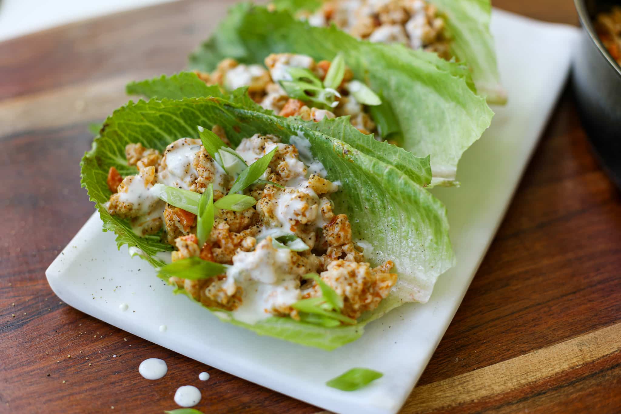 Vegetarian Lettuce Cups Stuffed with Greek Salad