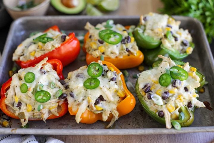 Creamy Southwest Chicken Stuffed Peppers – Healthyish Foods