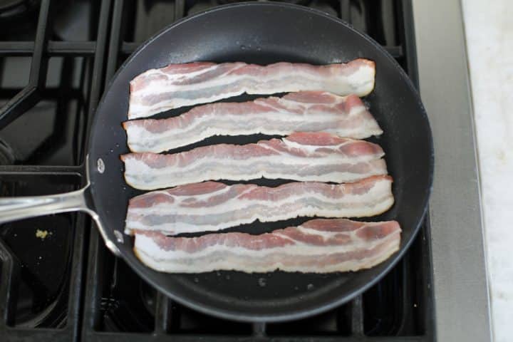 bacon in a pan.