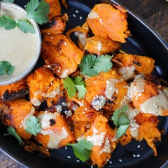 Crispy Sweet Potatoes with Spiced Tahini Dressing – Healthyish Foods