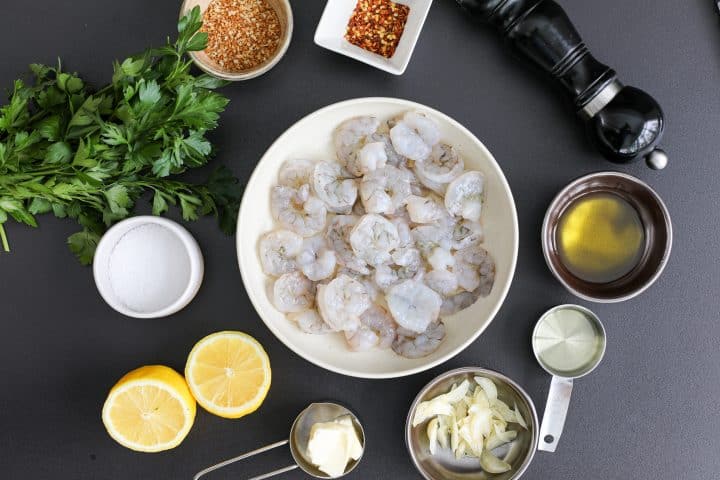 Ingredients for Garlic Butter Shrimp Scampi (sautéed) – Healthyish Foods