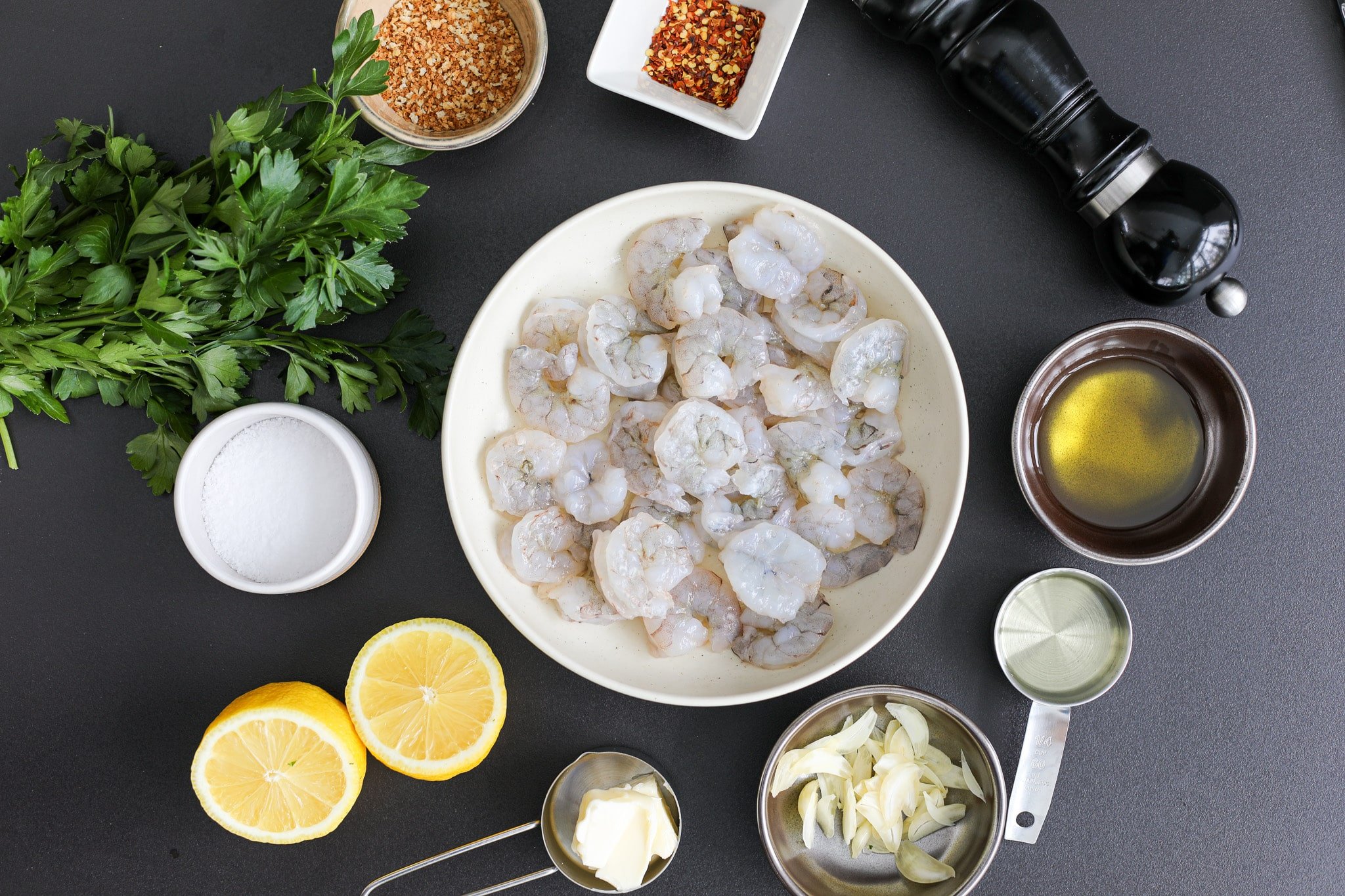 Ingredients for Garlic Butter Shrimp Scampi (sautéed) – Healthyish Foods