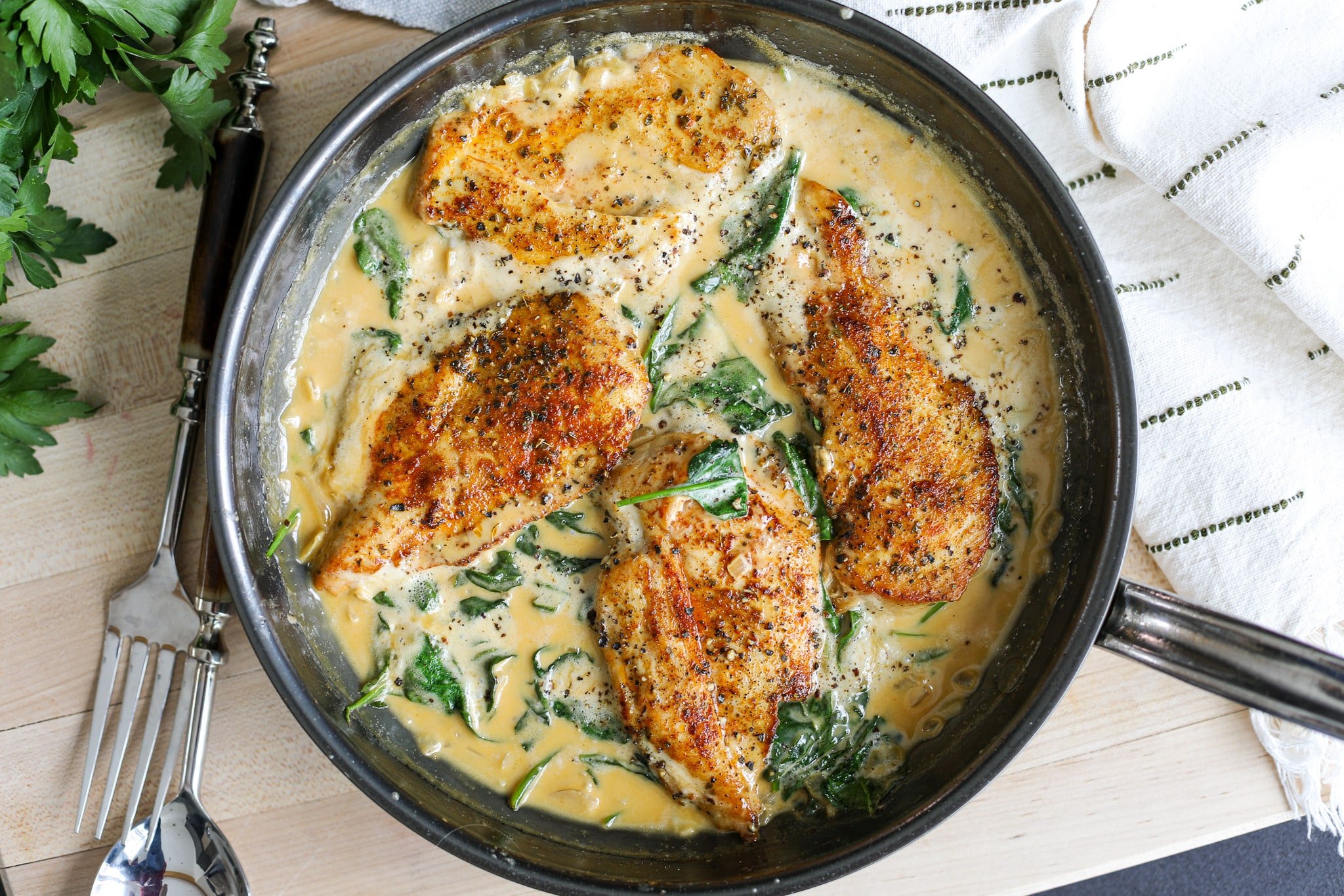 One Pan Blackened Chicken Alfredo - Healthyish Foods