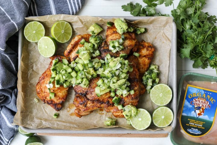 image with product - Blackened Grilled Chicken Thighs with Avocado Cucumber Salad – Healthyish Foods