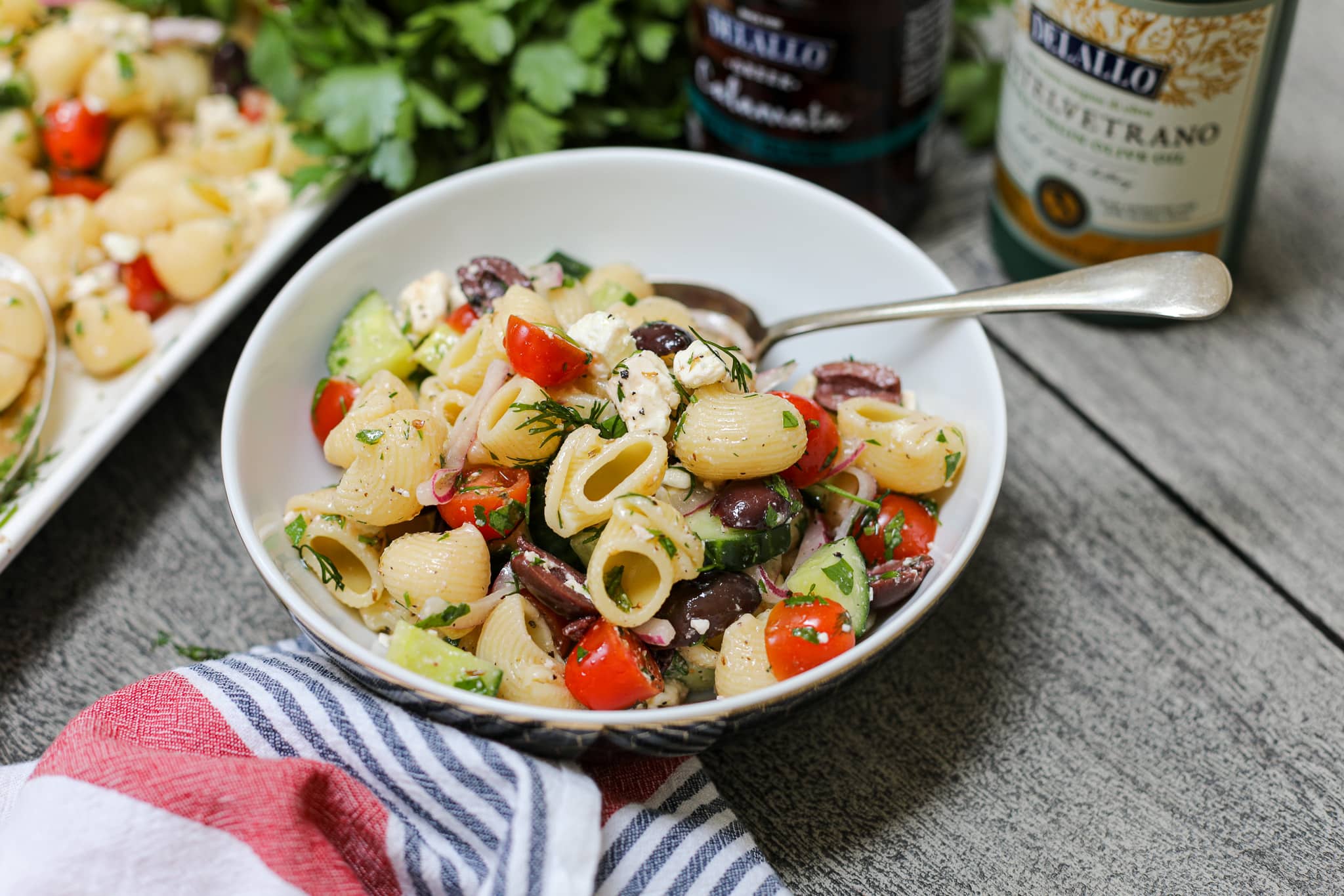 Bowl of Greek Pasta Salad