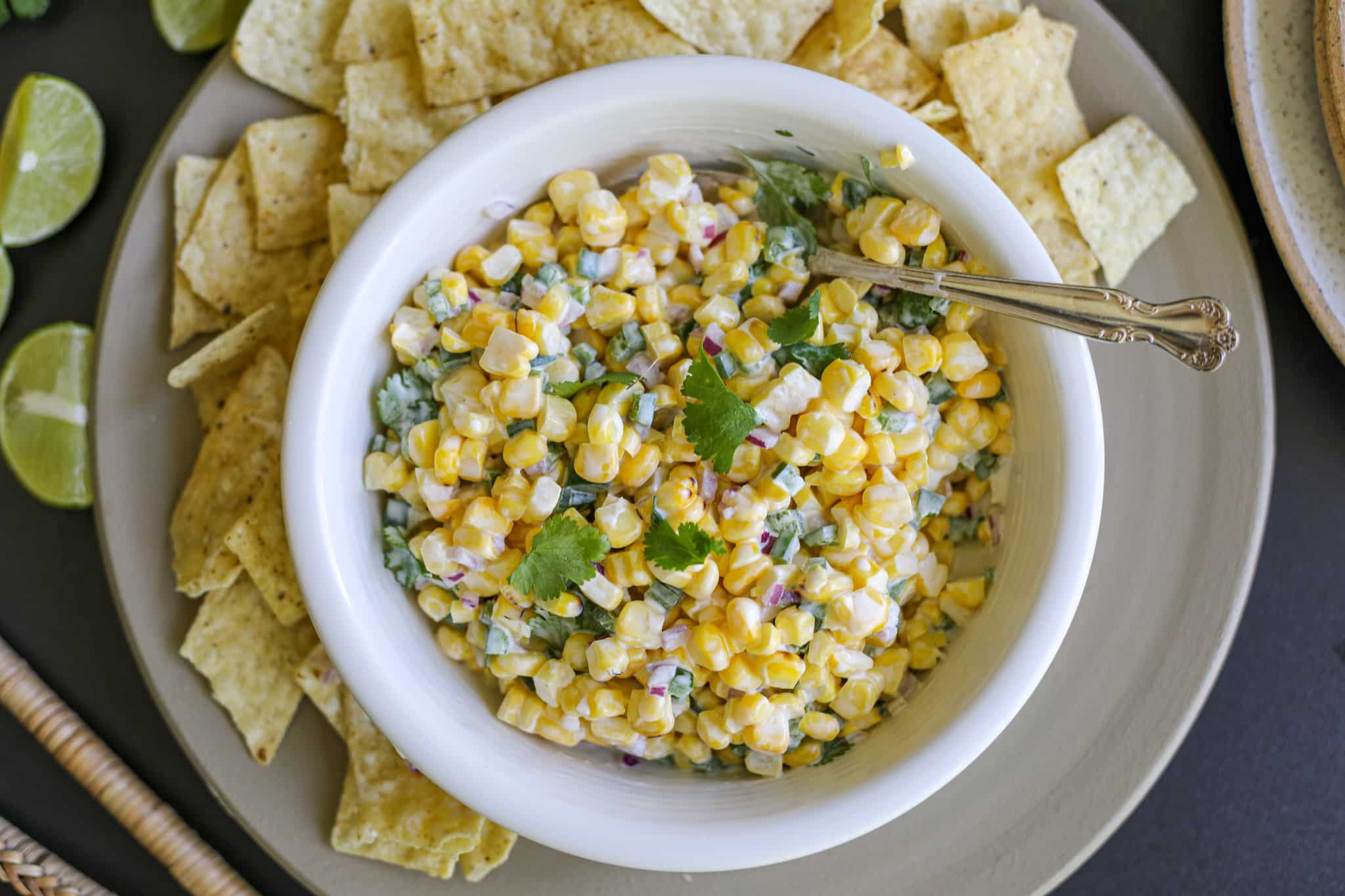 overhead shot of Creamy Corn Salsa – Healthyish Foods