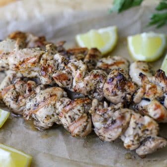 finished shot - Grilled Chicken Souvlaki – Healthyish Foods