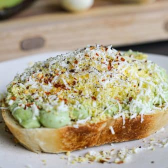 finished shot of the grated egg avocado toast - healthyish foods