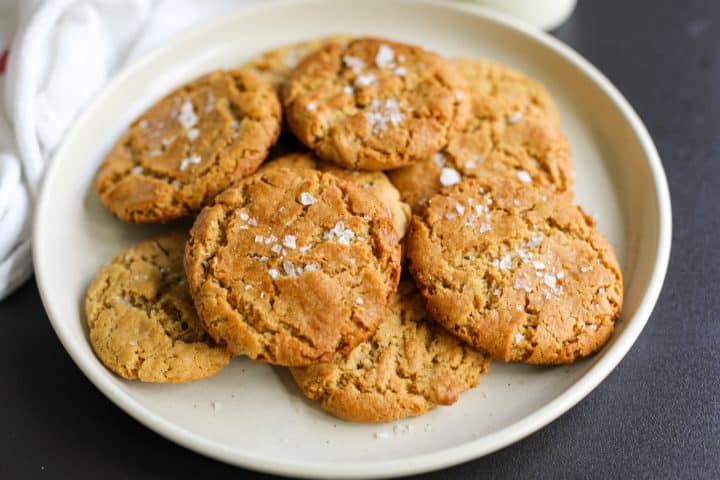 finished shot of the salted peanut butter banana cookies - Healthyish Foods