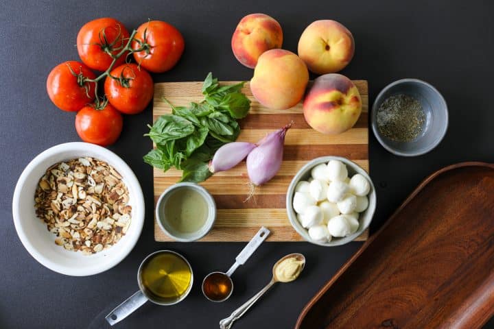 Ingredients needed for the salad - Peach and Tomato Salad Recipe – Healthyish Foods