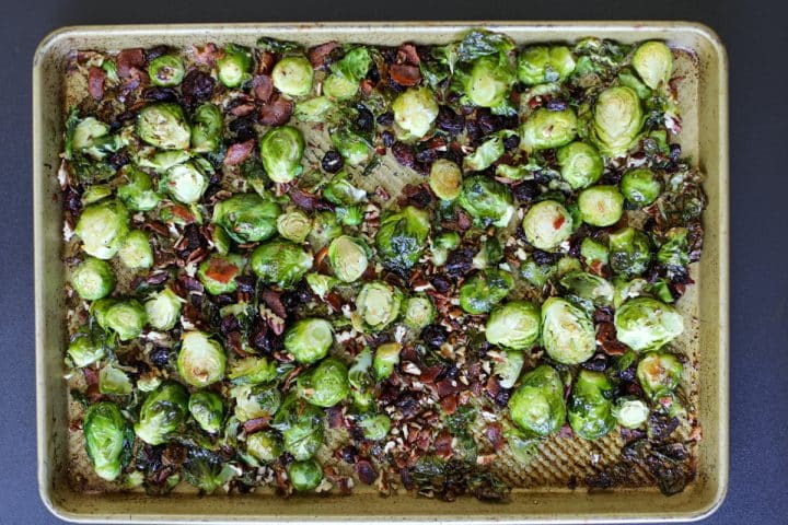 All ingredients tossed together on the baking tray.