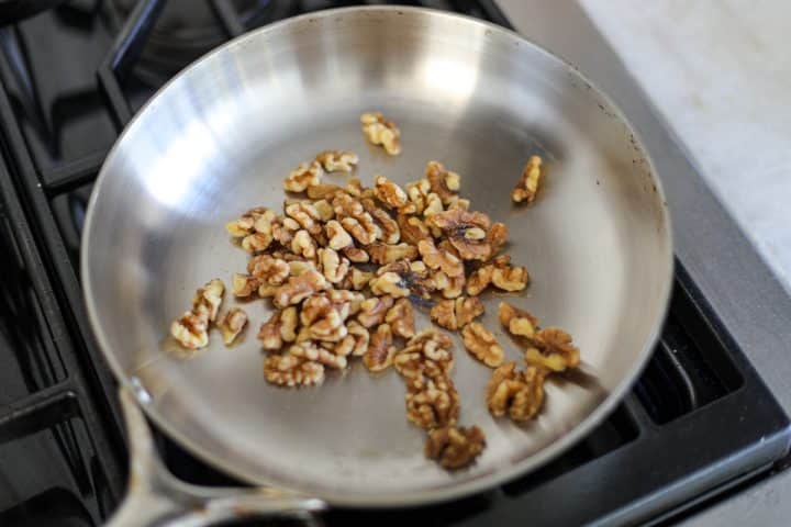 walnuts in a pan.