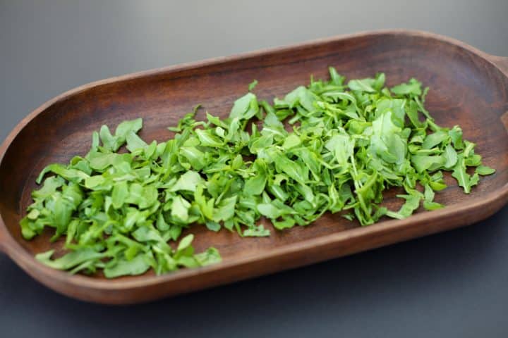 arugula in a bowl.