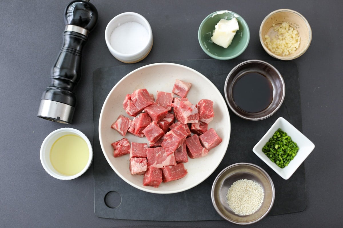 Ingredients for Steak Bites.