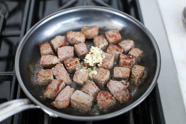 garlic minced and added to streak bites.