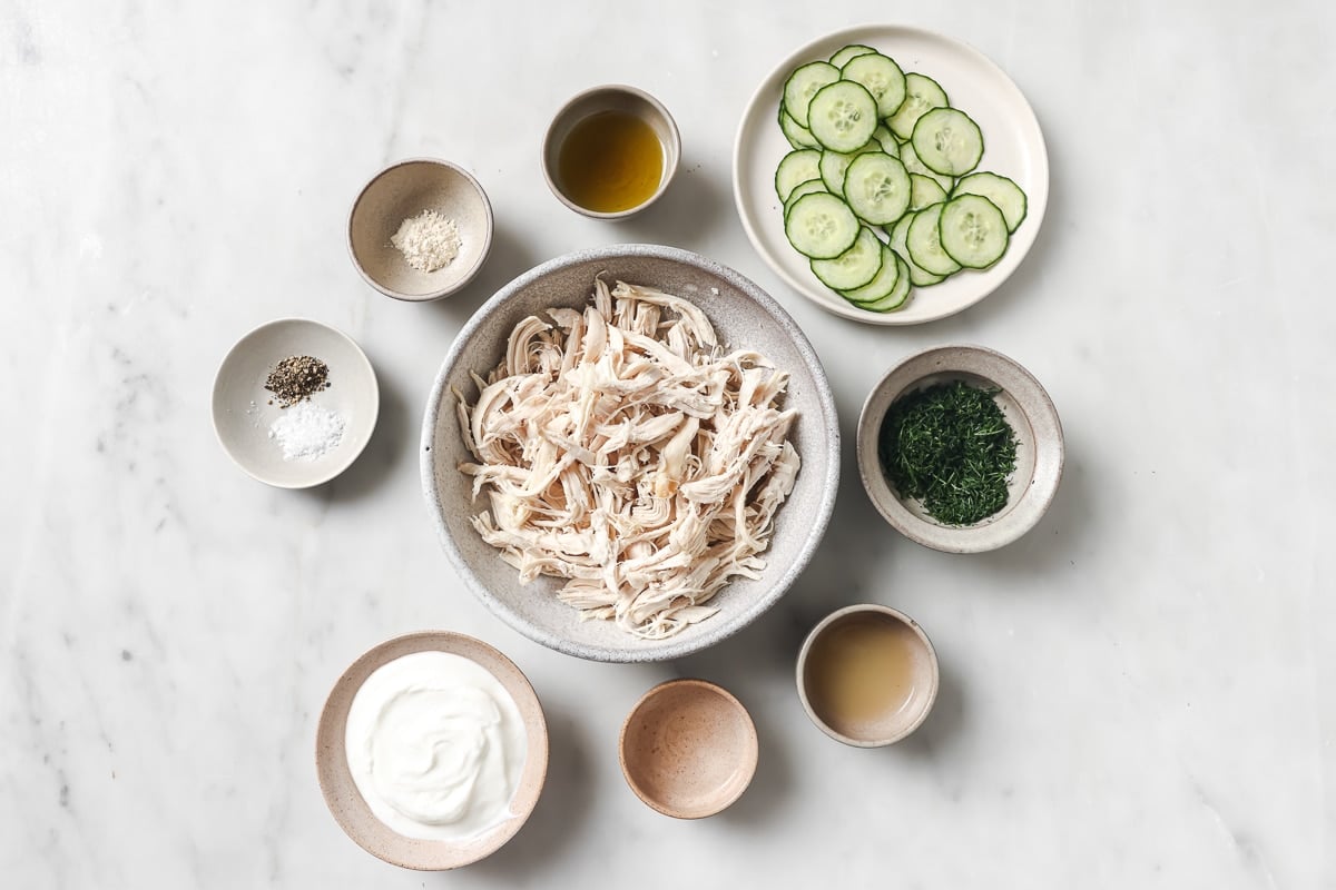 ingredients needed for tzatziki chicken salad.