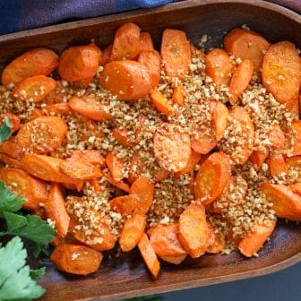 carrots in a serving dish.