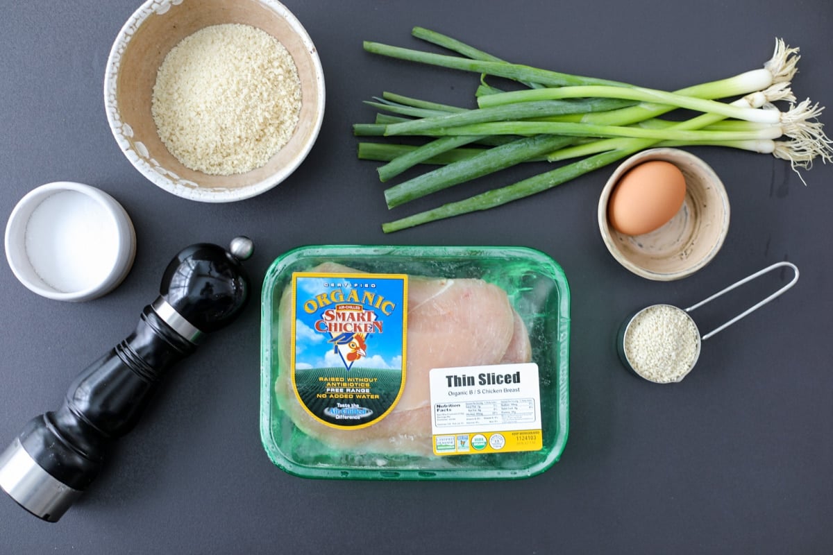 ingredients needed for sesame chicken cutlets. 