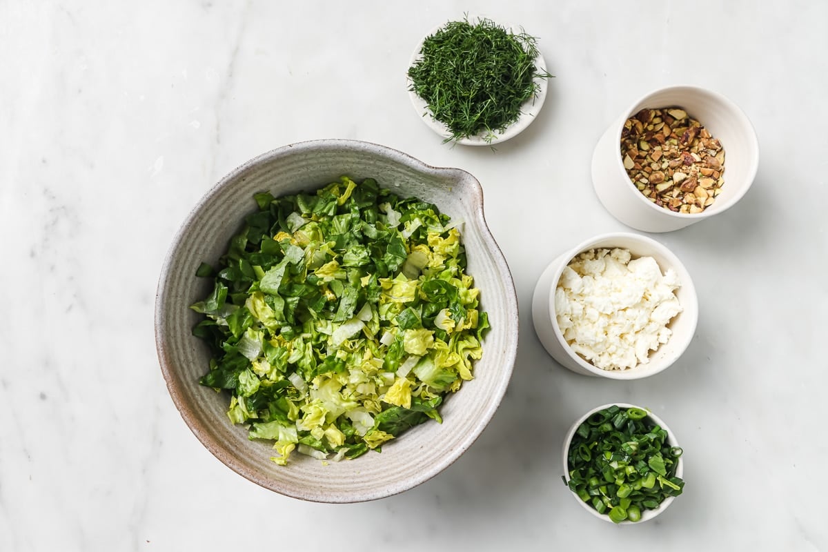 ingredients needed for Greek Salad with Dressing.