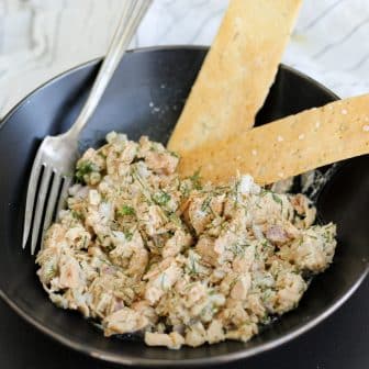 smashed bean tuna salad in a bowl.