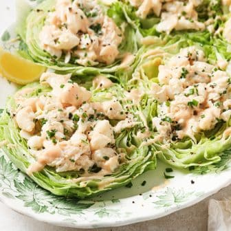 serving platter with crab salad.