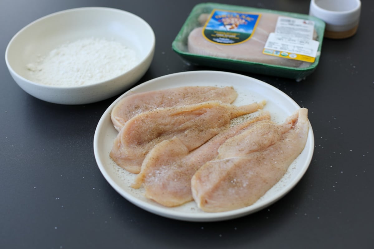 butterflied chicken breasts. Seasoned with salt and pepper. 