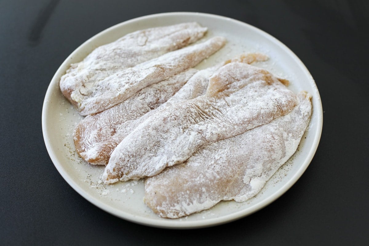 flour dusted chicken.