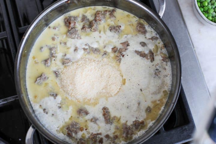 parmesan cheese added to the creamy sausage sauce. 
