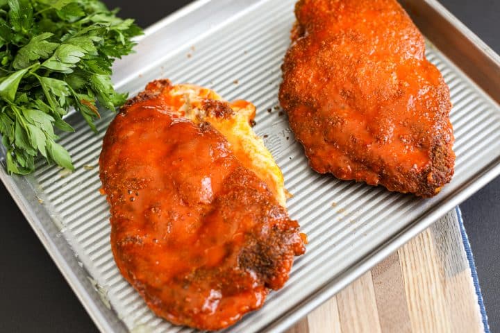 buffalo sauced chicken cutlets. 