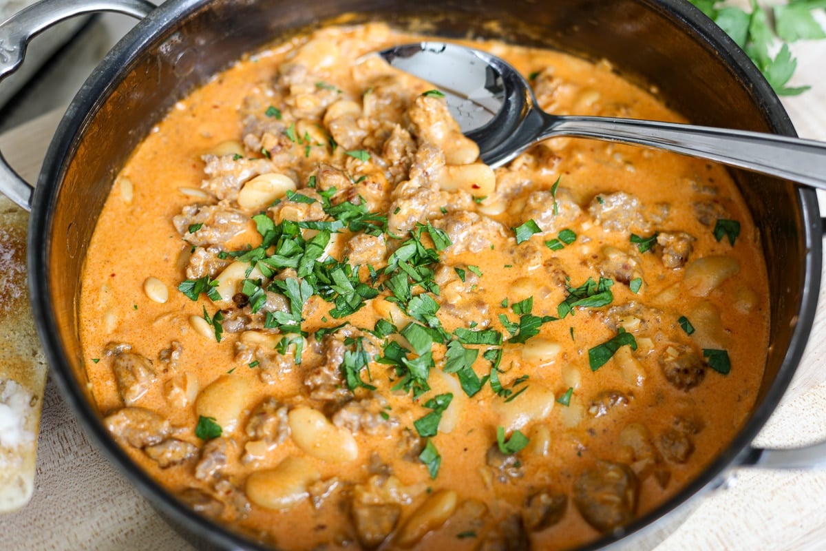 one pan bean and sausage dip.