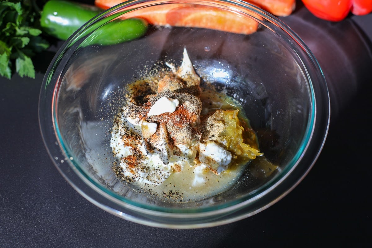 dressing in a bowl.