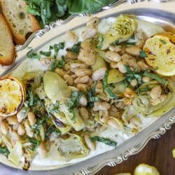 Roasted Artichokes and Beans over Whipped Pesto Ricotta – Healthyish Foods