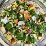 Grilled Chicken Peach and Corn Salad with Jalapeno Basil Vinaigrette – Healthyish Foods