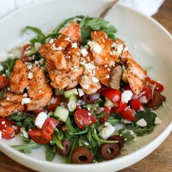 Crispy Salmon Salad in a bowl.