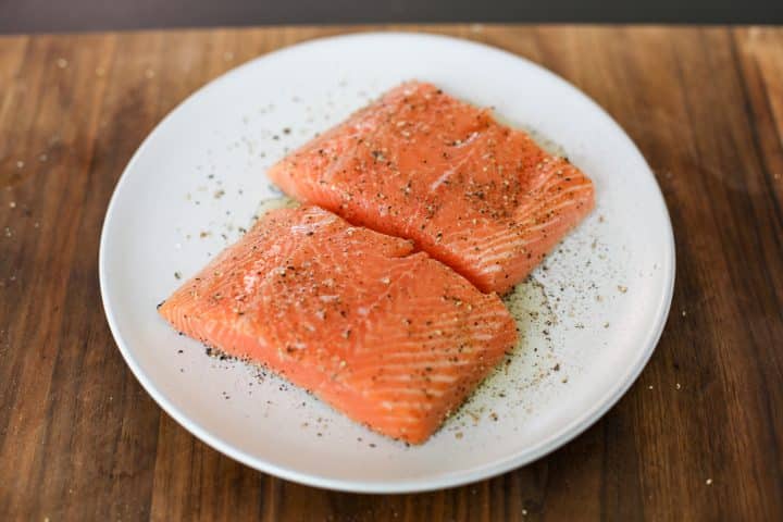 seasoned salmon filets. 