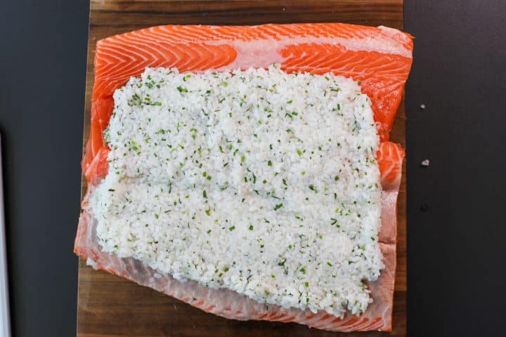 salmon with sticky rice.