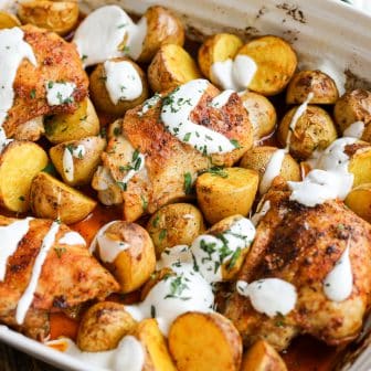 One Pan Roasted Chicken and Potatoes: Healthyish Foods