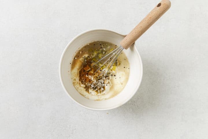 dressing in a bowl. 