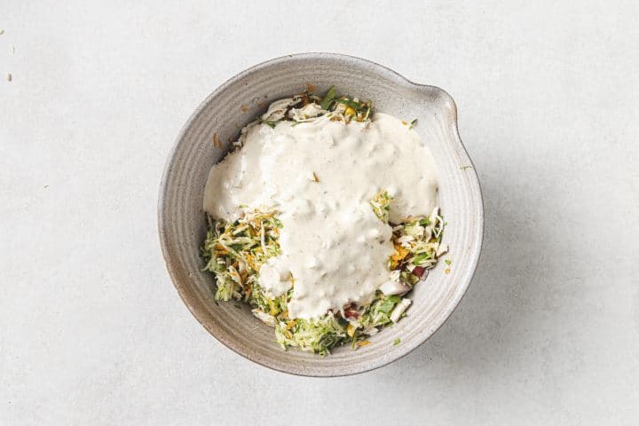 dressing on salad. 