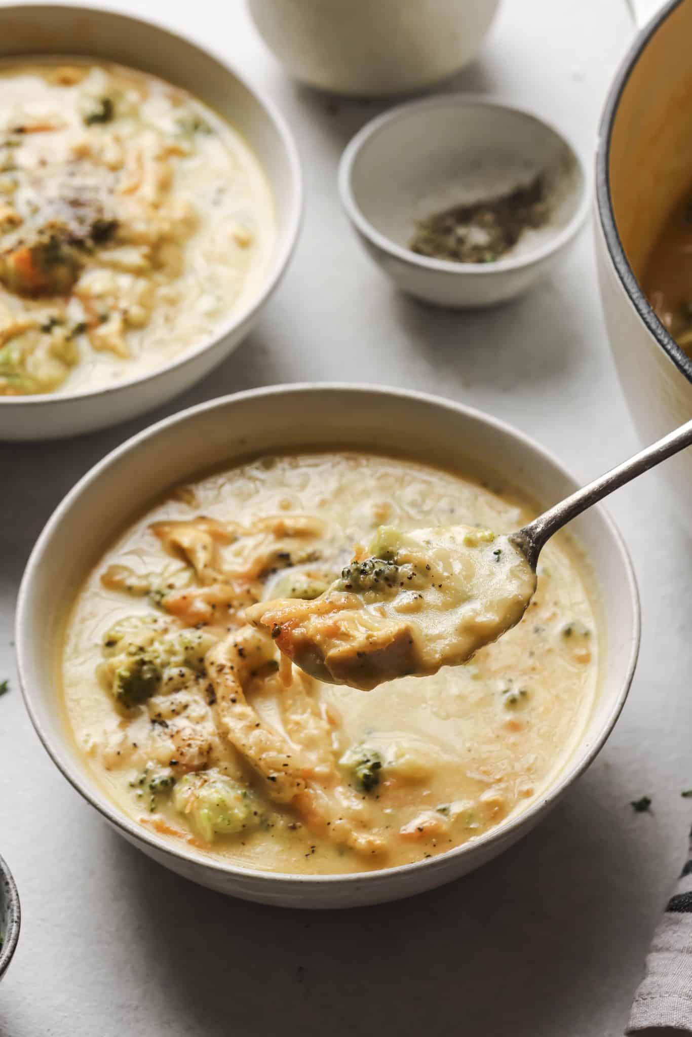 soup in bowls.
