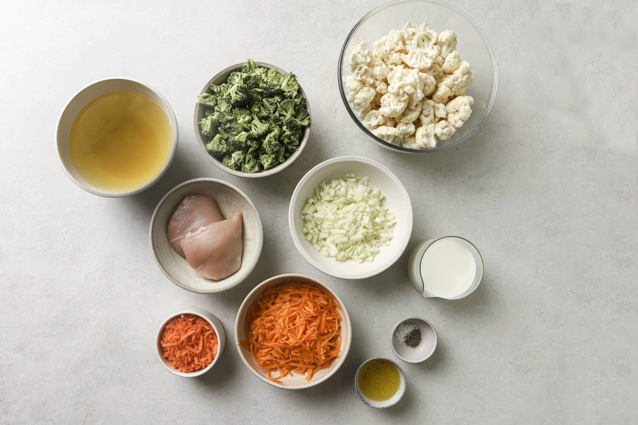 ingredients needed for broccoli cheddar soup. 
