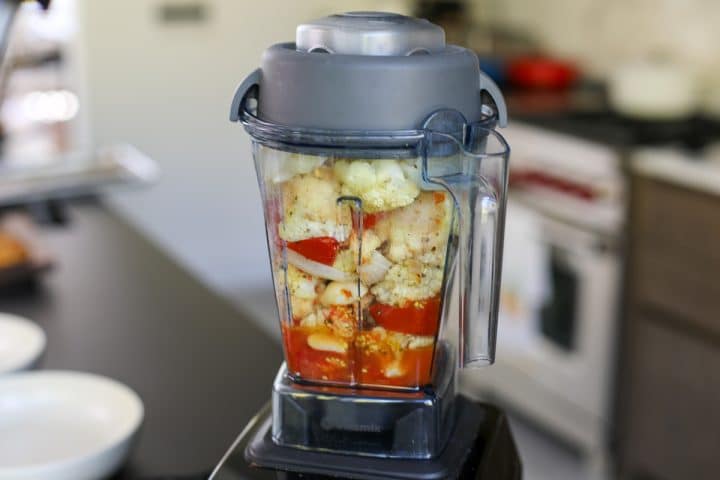 food in a blender.